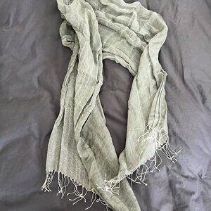 J. Crew gray / silver linen scarf with tassels